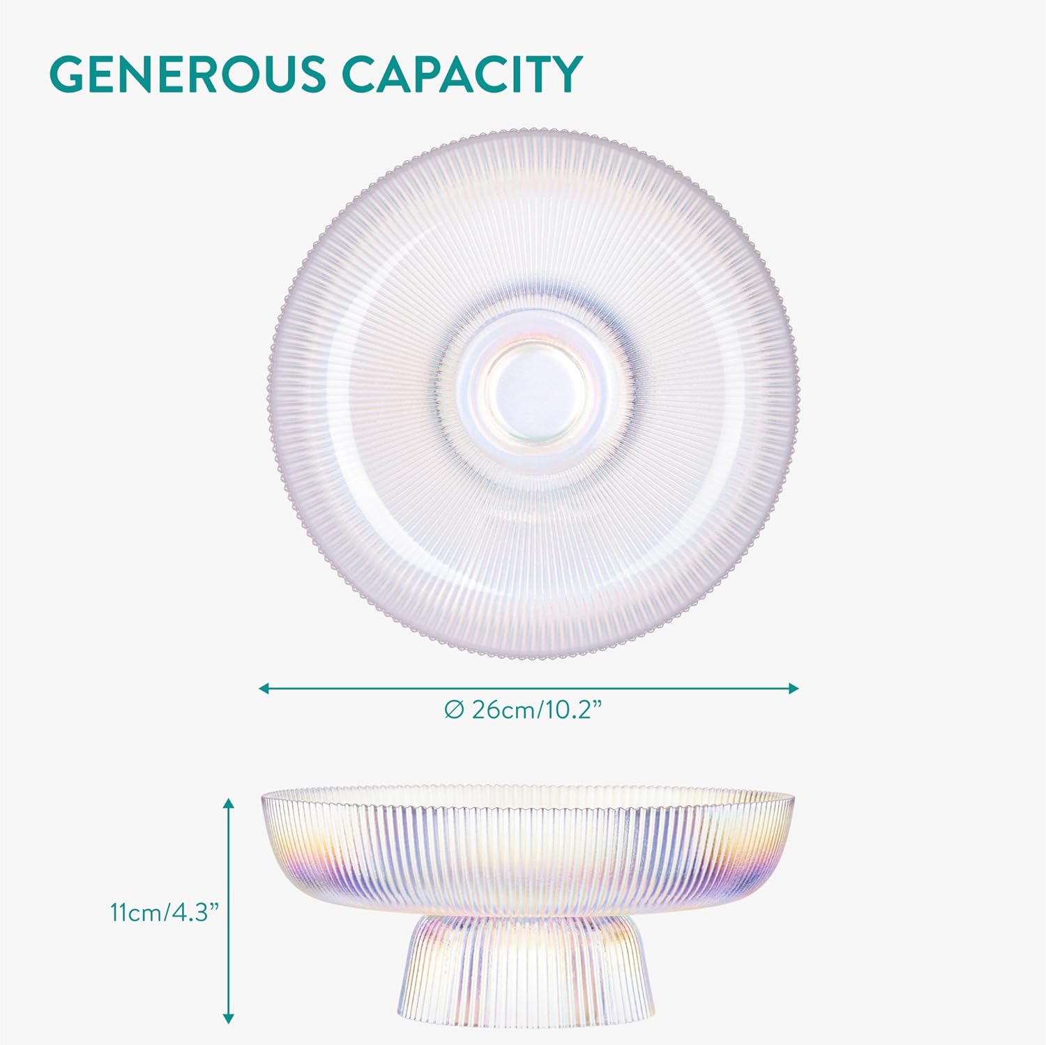 Navaris Γυάλινη Φρουτιέρα - Rainbow Clear - 58038.05