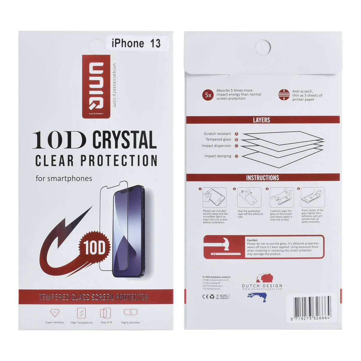 Tuniq iPhone 13 - Προστασία Οθόνης - Full Screen 10D Αντιχαρακτικό Γυαλί Tempered Glass - Διάφανο / Μαύρο