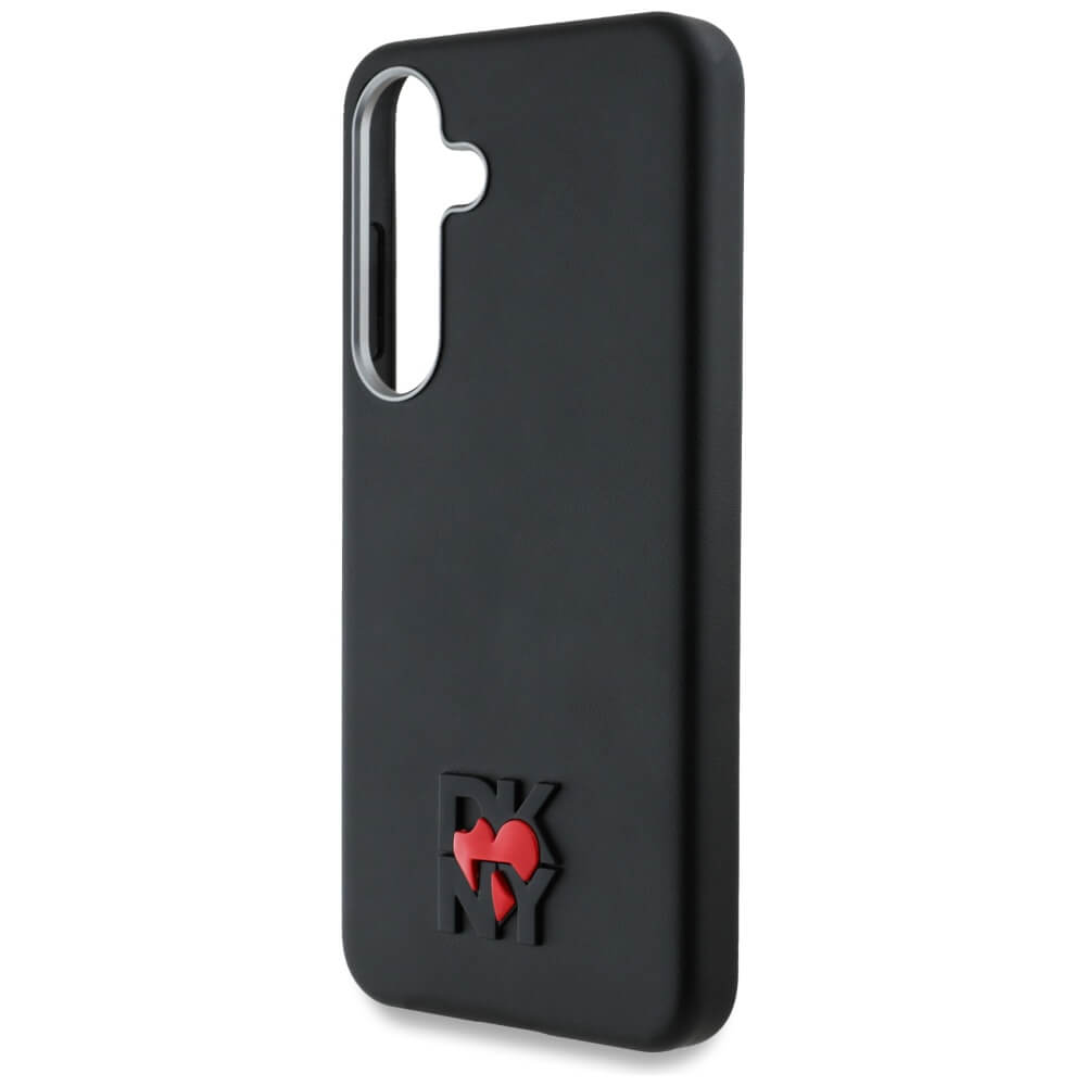DKNY Samsung Galaxy S25 - Leather Heart of NY - MagSafe Σκληρή Θήκη με Επένδυση Συνθετικού Δέρματος - Black