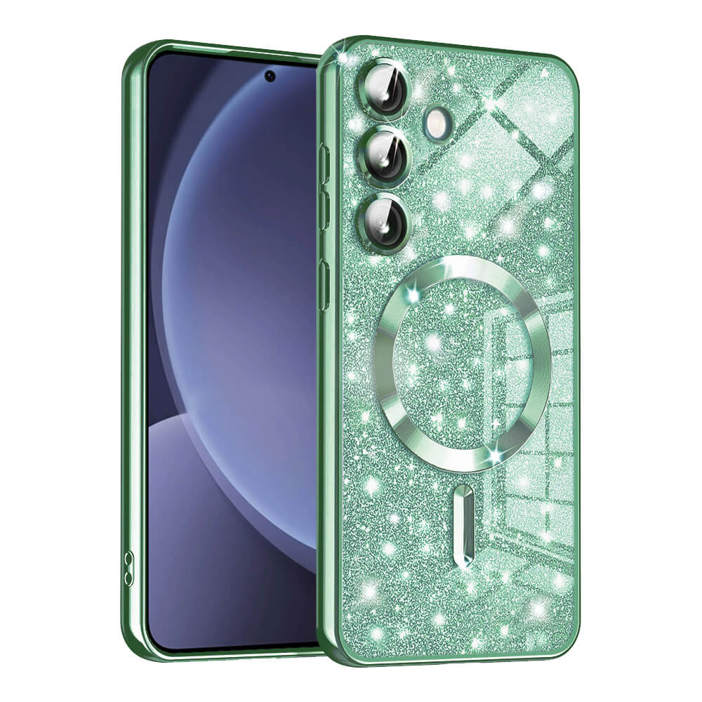 Techsuit Samsung Galaxy S25 Plus - Luxury Glitter MagSafe - Θήκη Σιλικόνης - Light Green