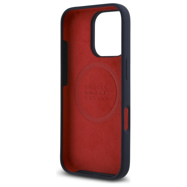 Red Bull iPhone 16 Pro - Silicone Vertical Logo - MagSafe Σκληρή Θήκη με Πλαίσιο Σιλικόνης - Navy - RBHMP16L24SIOLRV