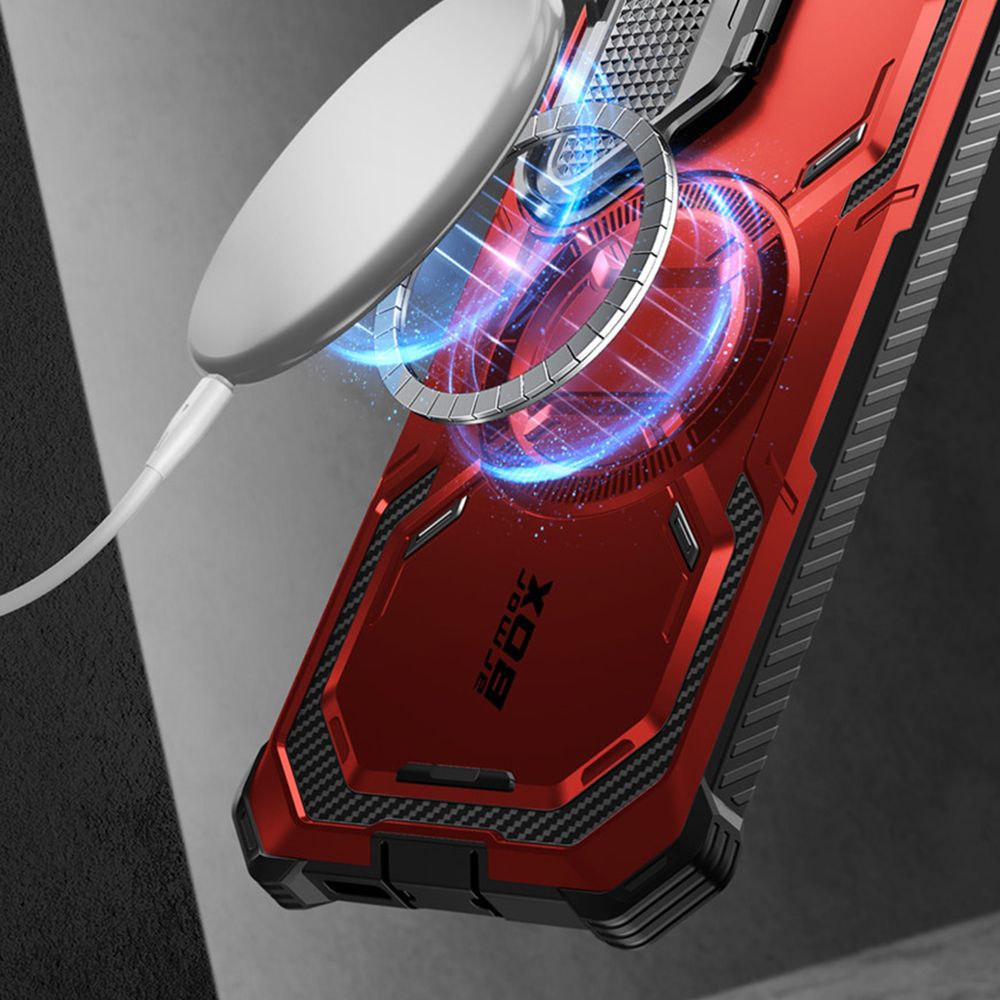 Supcase Samsung Galaxy S24 Armorbox Magsafe Σκληρή Θήκη με Προστασία Οθόνης και Κάλυμμα Κάμερας / Stand - Red