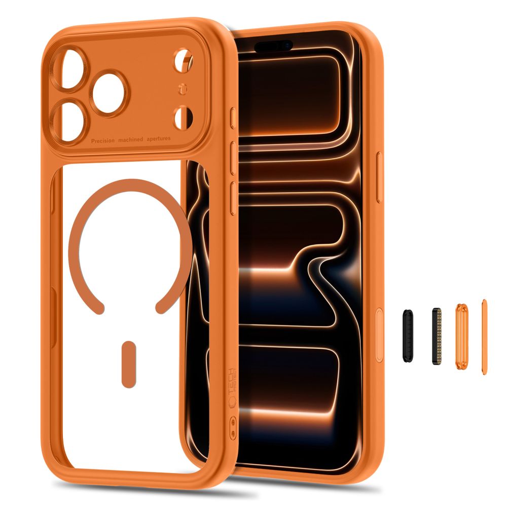 Tech-Protect iPhone 18 Pro / iPhone 17 Pro - Σκληρή Θήκη με Πλαίσιο Σιλικόνης και MagSafe - MagPeak MagSafe CC - Cosmic Orange / Clear