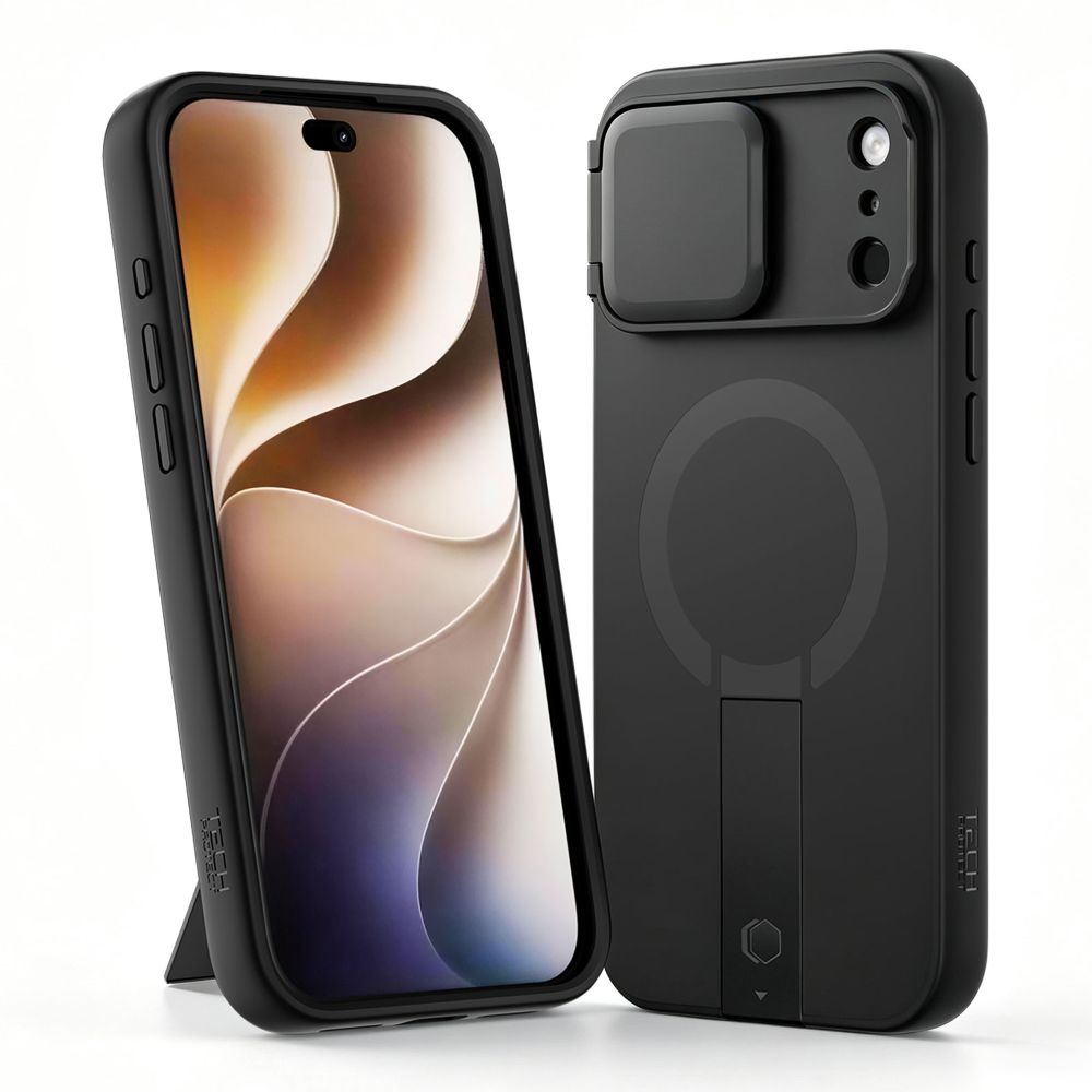 Tech-Protect iPhone 18 Pro Max / iPhone 17 Pro Max - Σκληρή Θήκη MagSafe με Ανοιγόμενο Κάλυμμα Κάμερας και Stand - Kevlar Aura MagSafe - Black