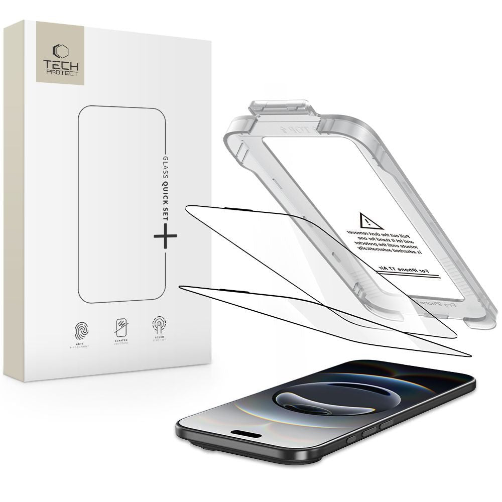 Tech - Protect iPhone Air - Quick Set+ - Σετ με 2 Full Screen Αντιχαρακτικά Γυαλιά Οθόνης με Οδηγό Τοποθέτησης - Black