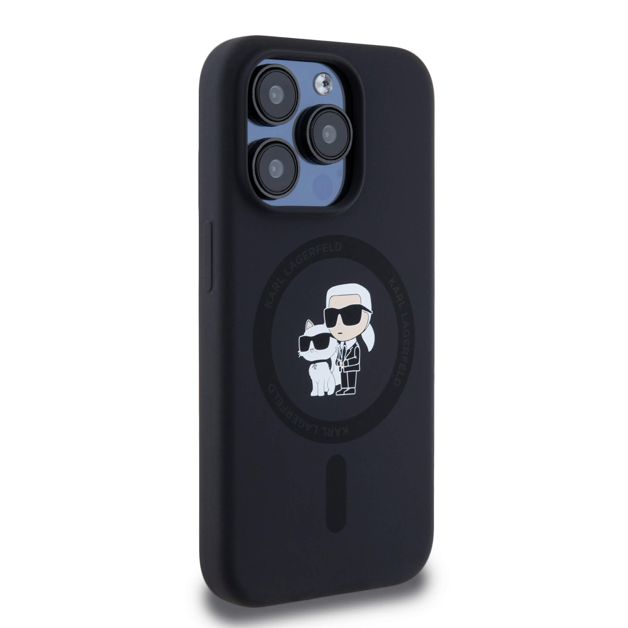 Karl Lagerfeld iPhone 15 Pro - Silicone Karl and Choupette - Θήκη Σιλικόνης με MagSafe - Black - KLHMP15LSCMKCRHK