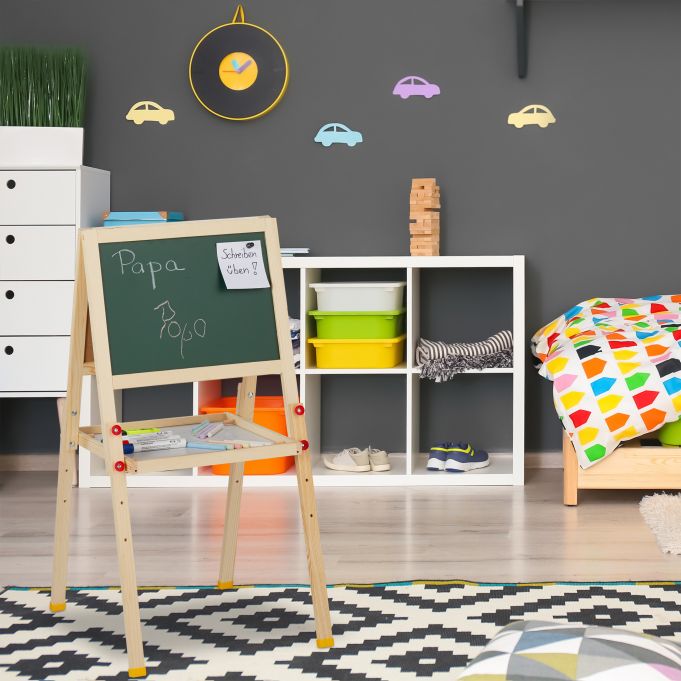 Relaxdays Double Sided Chalkboard Whiteboard - Πίνακας Διπλής Όψης για Παιδιά - 24cm x 34cm - Natural - 4052025272371