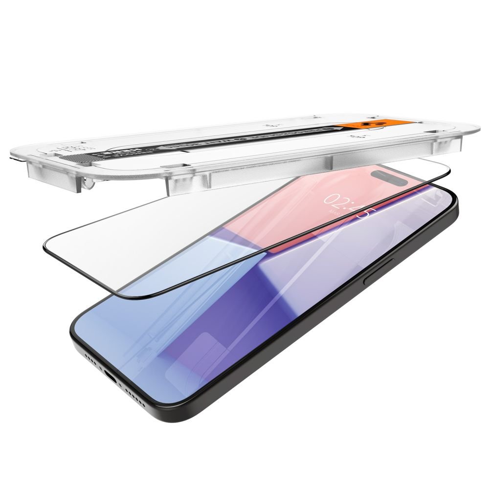 Spigen iPhone 15 Pro Glas.TR EZ Fit FC 0.3mm 2.5D 9H Case Friendly Full Screen Tempered Glass Αντιχαρακτικό Γυαλί Οθόνης - 2 Τεμάχια - Black