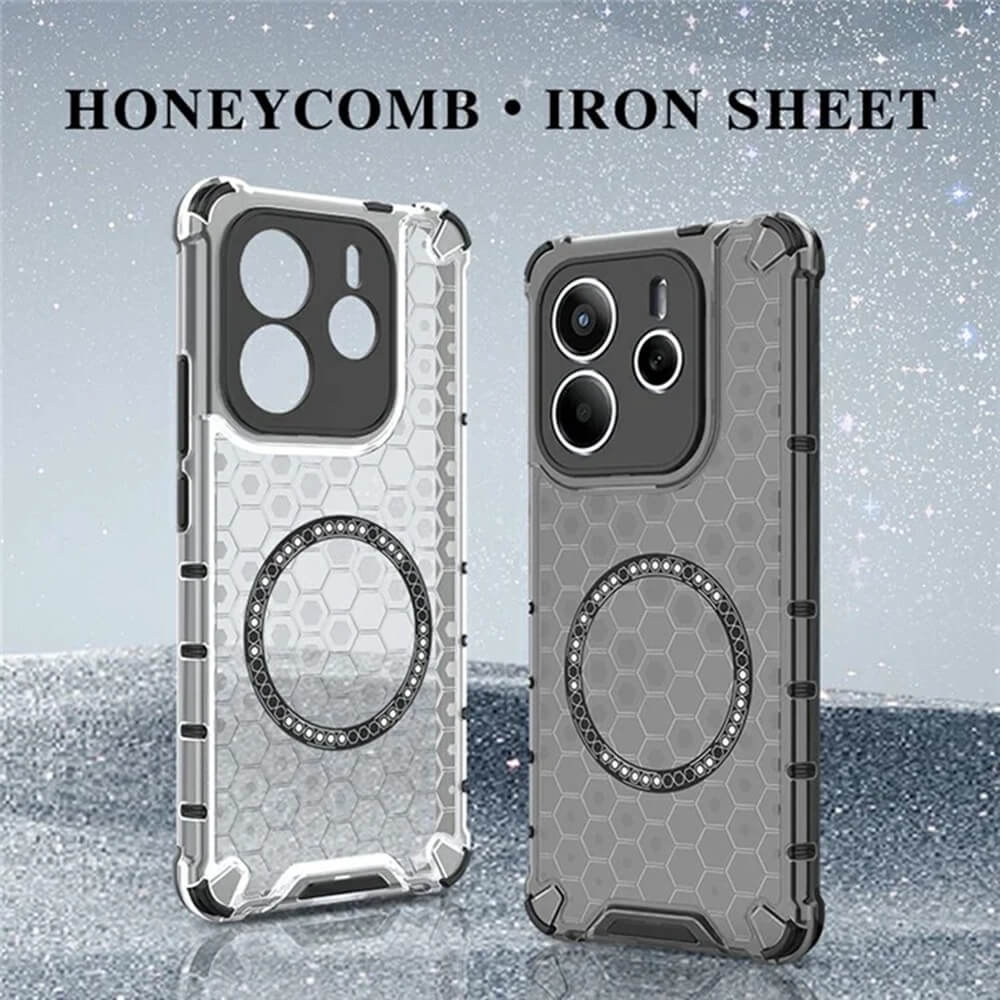 Techsuit Xiaomi Redmi Note 14 5G Honeycomb Shield MagSafe Σκληρή Θήκη με Πλαίσιο Σιλικόνης - Black