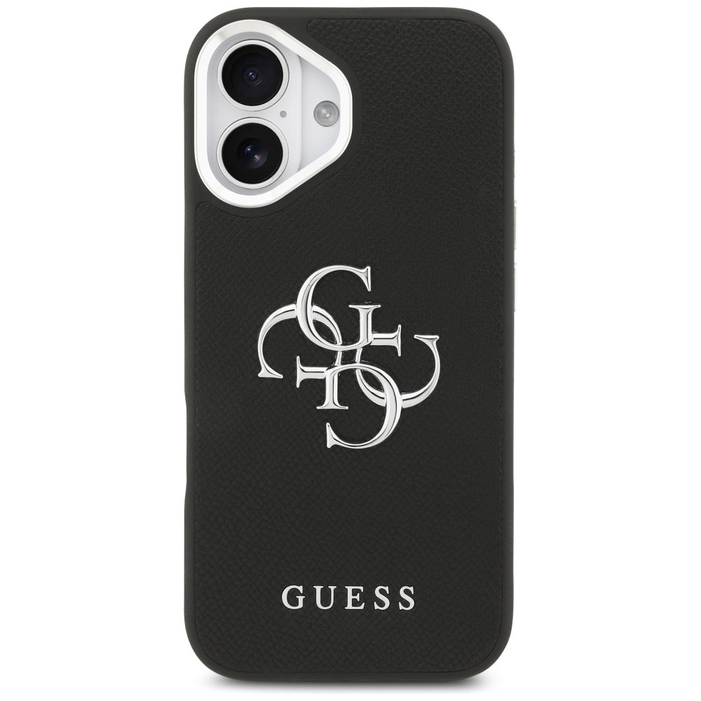 Guess iPhone 17 - Grained Big 4G Classic Logo - Σκληρή Θήκη με Επένδυση από Οικολογικό Δέρμα - Black - GUHCP17SPG4SMCEK