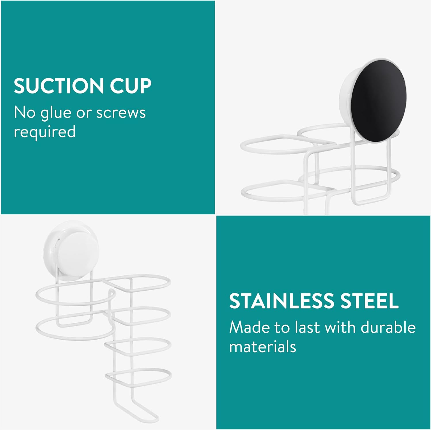 Navaris Μεταλλική Βάση με Βεντούζα για Πιστολάκι και Πρέσα Ισιώματος - White - 50526.02