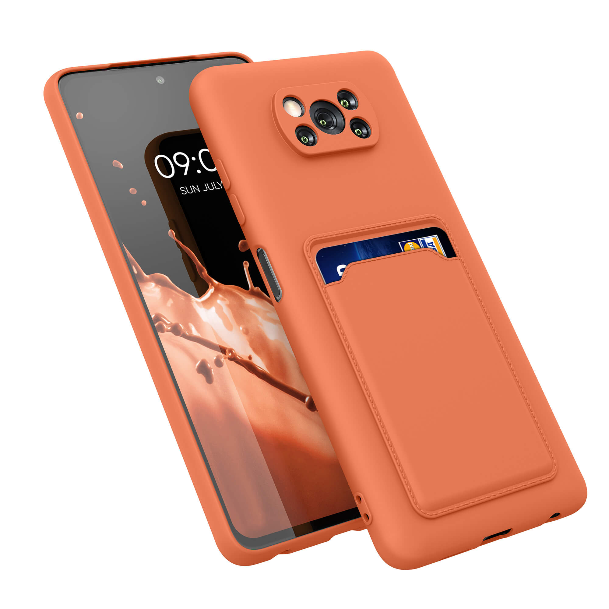 KW Xiaomi Poco X3 NFC / X3 Pro Θήκη Σιλικόνης TPU με Υποδοχή για Κάρτα - Orange - 56050.29