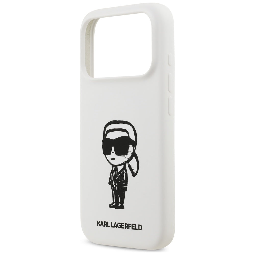 Karl Lagerfeld iPhone 17 Pro - Silicone Karl Sketch and Logo MagSafe - Σκληρή Θήκη με Πλαίσιο Σιλικόνης - White - KLHMP17LSKIGROH