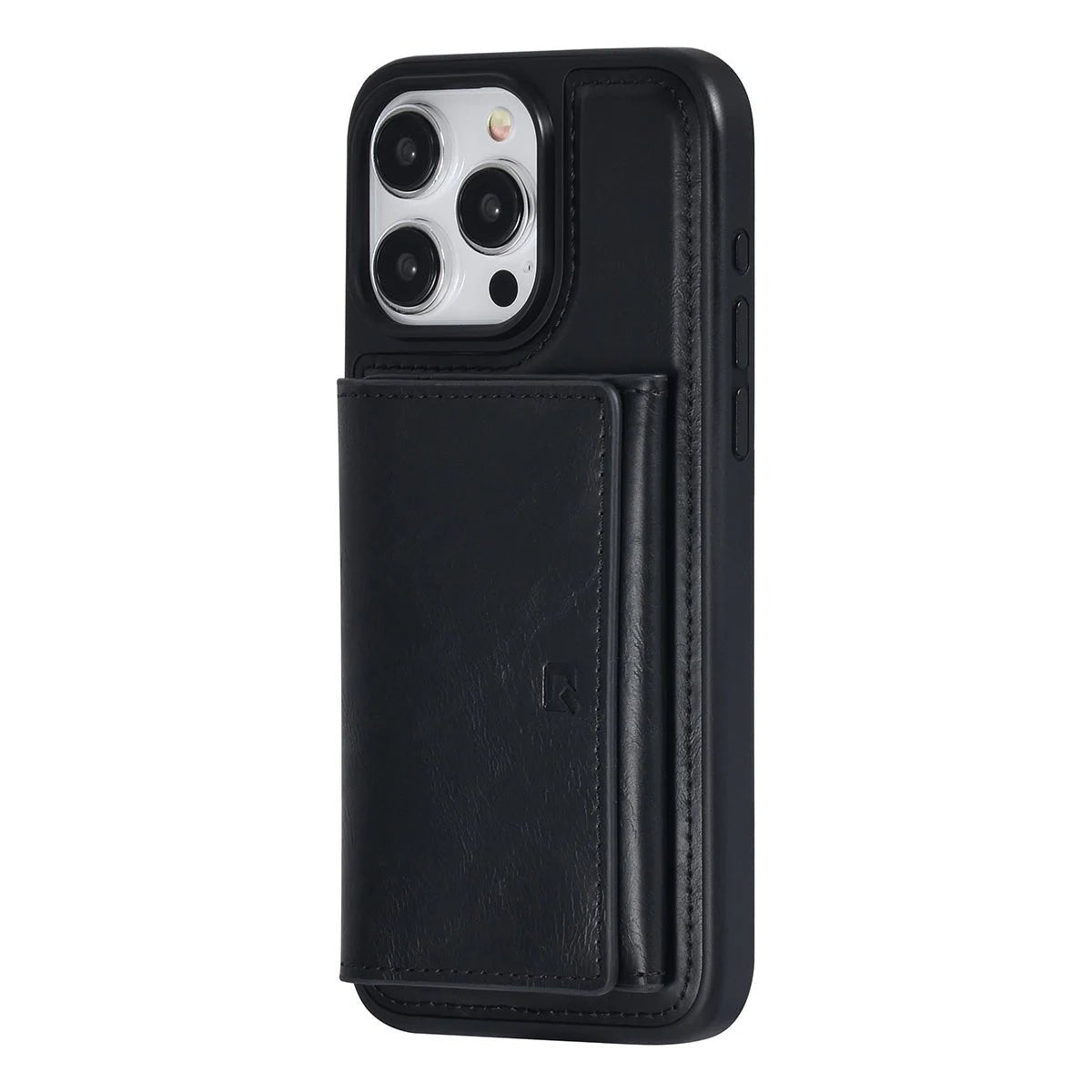 Tuniq iPhone 15 Pro Max - Σκληρή Θήκη από Δερματίνη με Αφαιρούμενη Θήκη Καρτών - Μαύρη