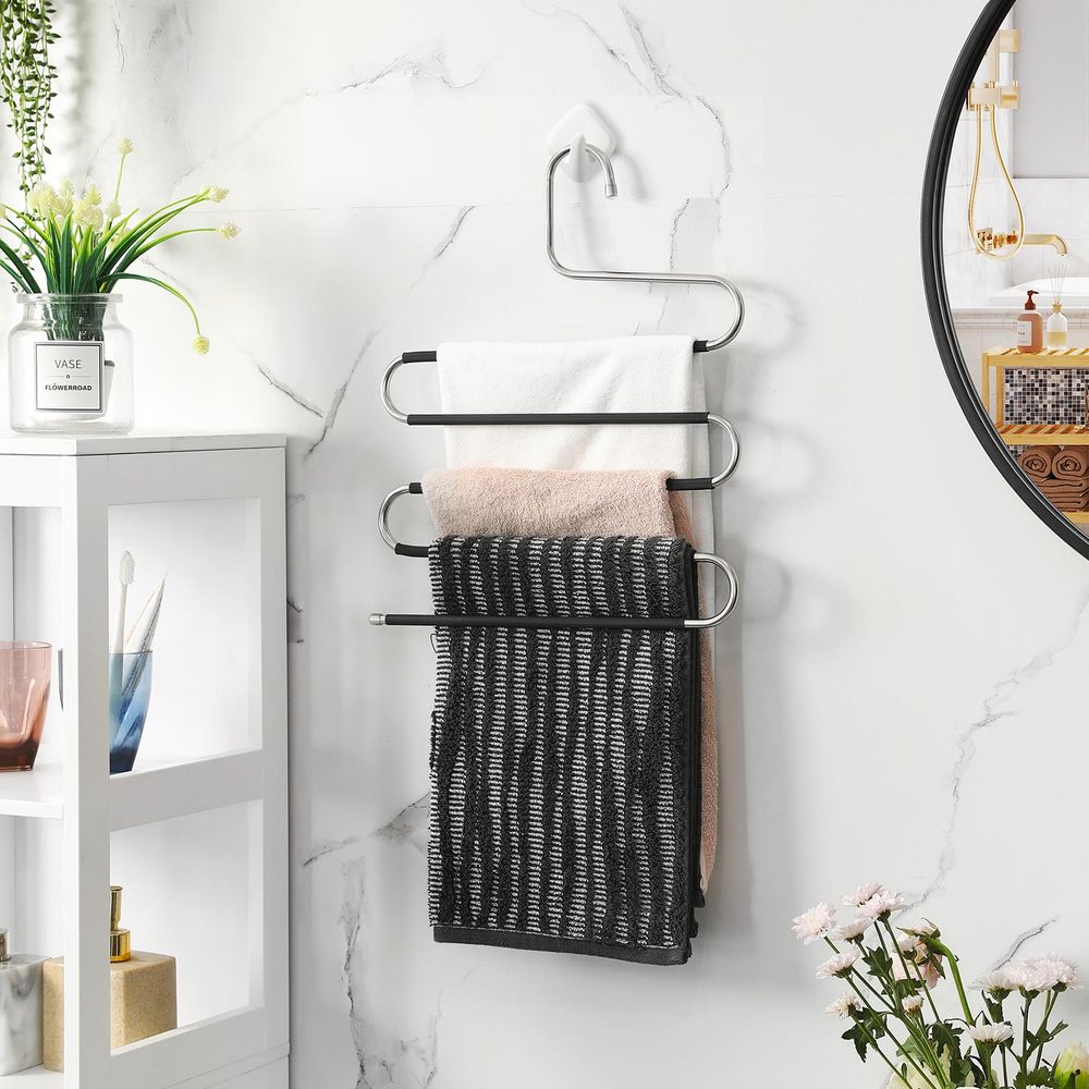 Songmics Σετ με 4 Κρεμάστρες Παντελονιών 5 Θέσεων - Silver / Black - CRI043BK