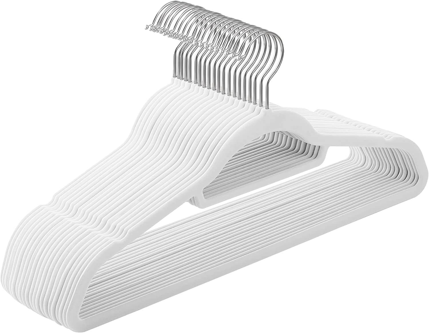 Songmics Σετ με 20 Βελούδινες Κρεμάστρες Ρούχων - White - CRF020W01