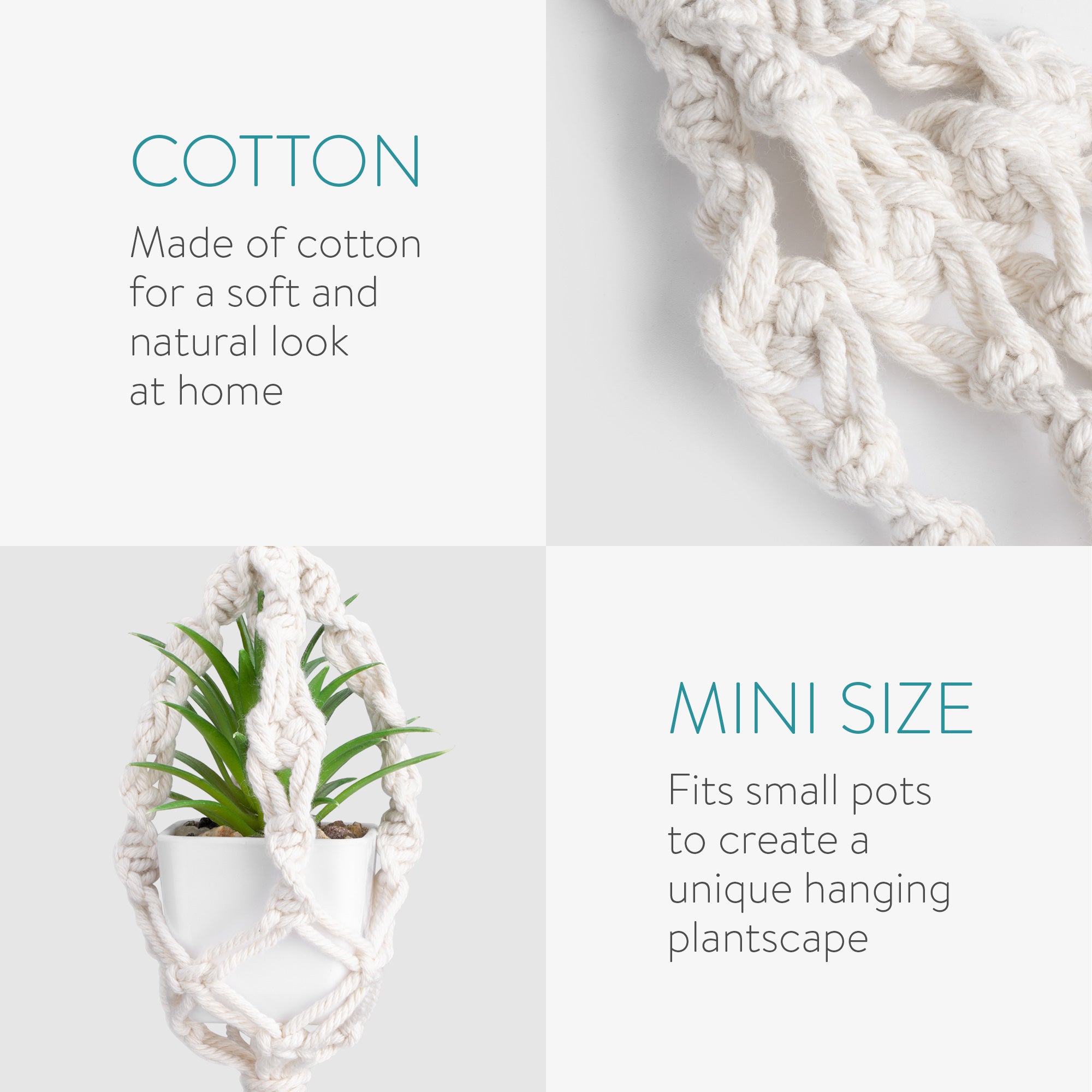 Navaris Σετ με 3 Μίνι Μακραμέ Θήκες για Γλάστρες - Multicolor - 55718.01