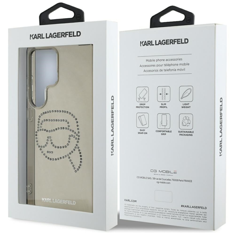 Karl Lagerfeld Samsung Galaxy S25 Ultra - Rhinestones Karl Head Logo - Σκληρή Θήκη με Πλαίσιο Σιλικόνης - Black - KLHCS25LHKHDCELK