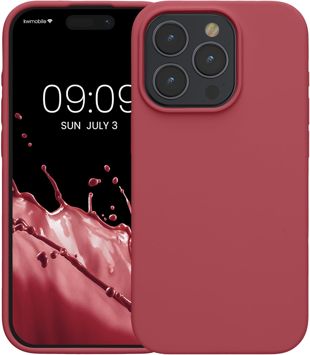 KW iPhone 15 Pro Θήκη Σιλικόνης Rubberized TPU - Dark Rose