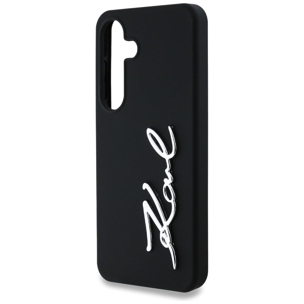 Karl Lagerfeld Samsung Galaxy S25 - Silicone Metal Signature Logo - Σκληρή Θήκη Σιλικόνης - Black - KLHCS25SSCMSMVK