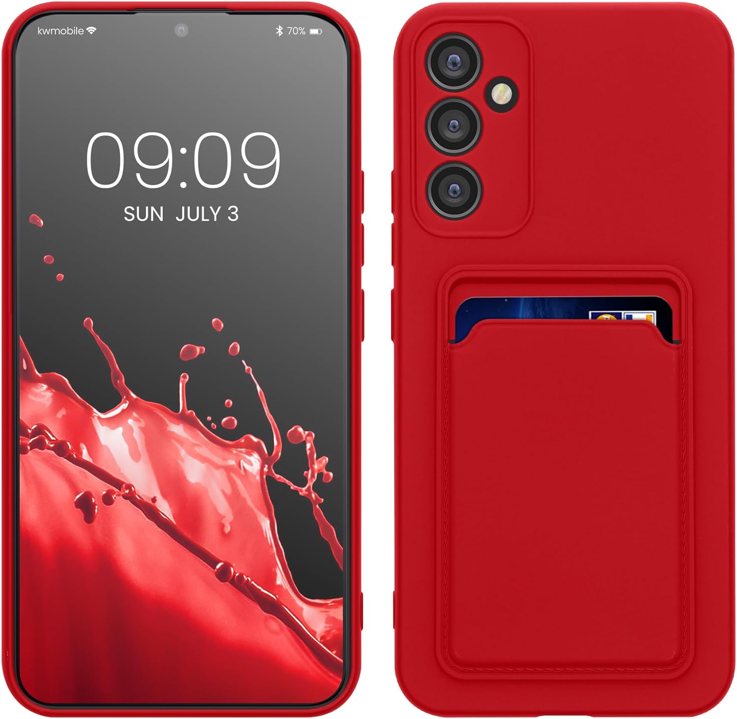 KW Samsung Galaxy A34 5G Θήκη Σιλικόνης TPU με Υποδοχή για Κάρτα - Red