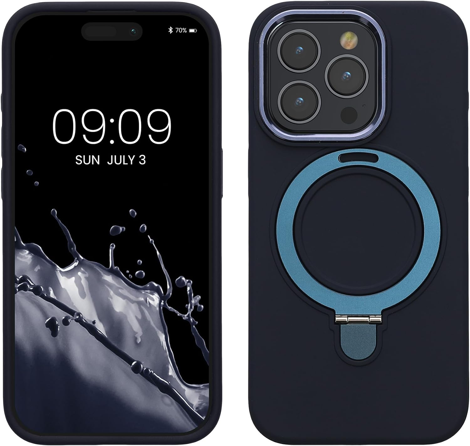 Kalibri iPhone 15 Pro Θήκη Σιλικόνης με MagSafe / Stand - Dark Blue