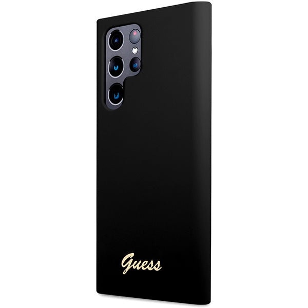 Guess Samsung Galaxy S23 Ultra Silicone Script Metal Logo Θήκη Σιλικόνης - Black - GUHCS23LSLSMK