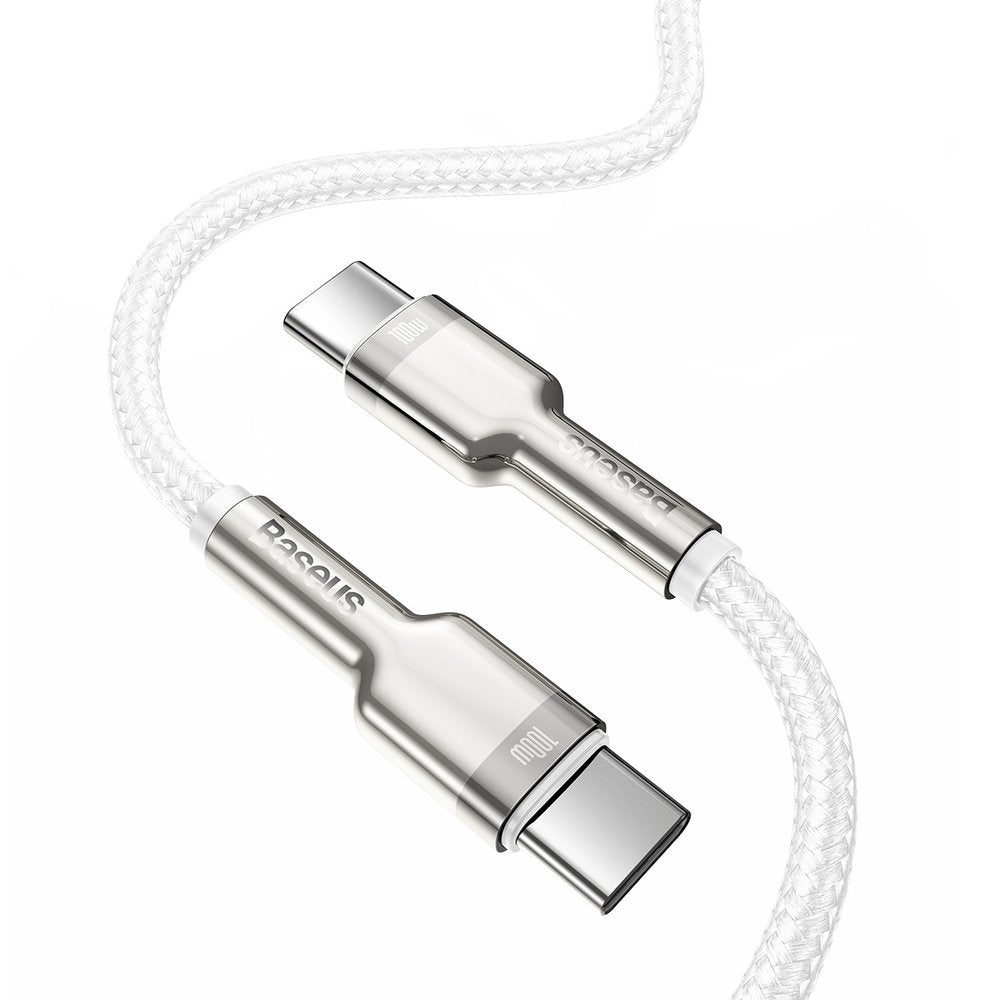 Baseus Cafule Series Metal Cable Type-C 5A PD 100W - Καλώδιο Γρήγορης Φόρτισης Type-C to Type-C 2M - White - CATJK-D02