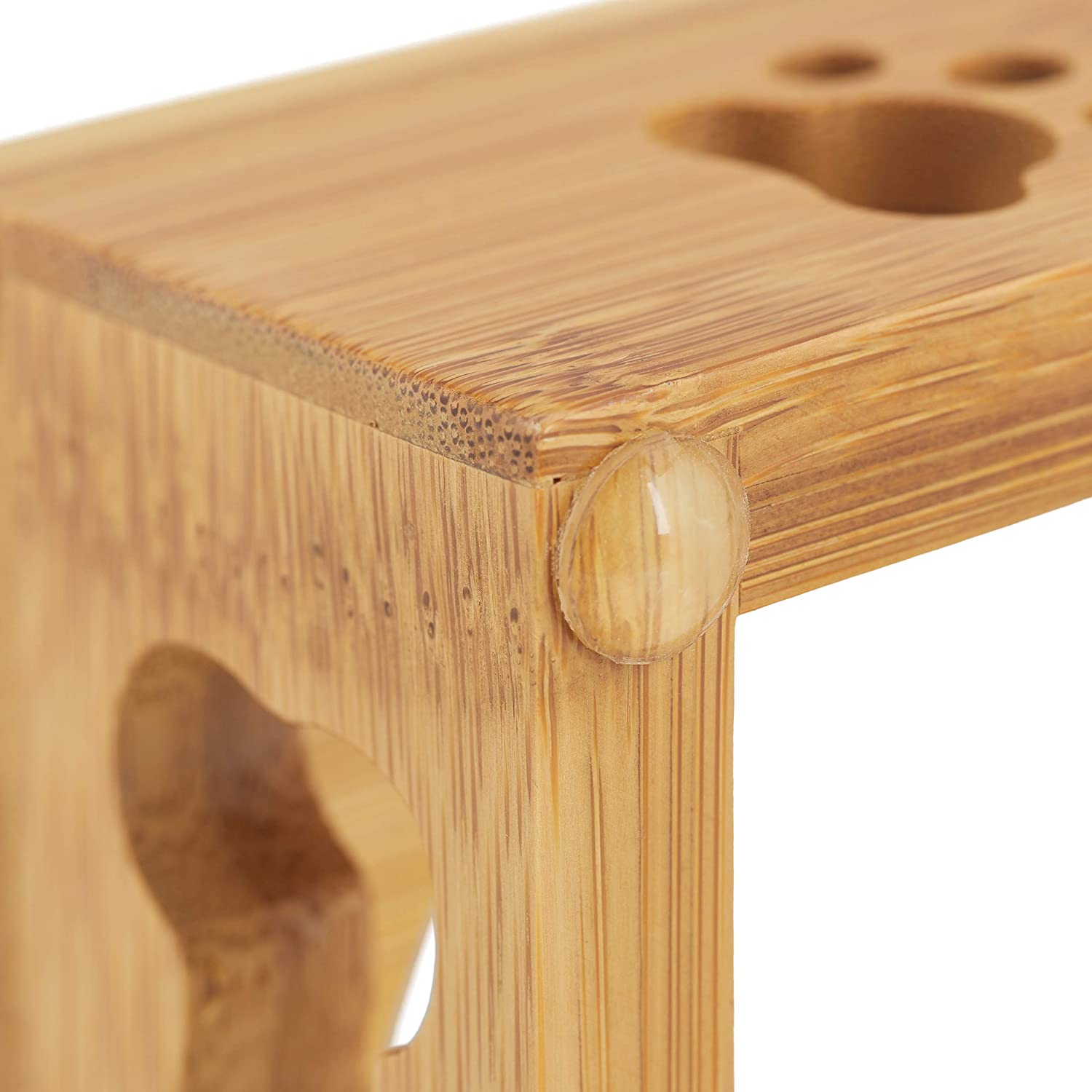 Relaxdays Σετ με 3 Κεραμικά Μπολ σε Βάση από Μπαμπού για Κατοικίδια - 180 ml - Large - Natural - 4052025916107