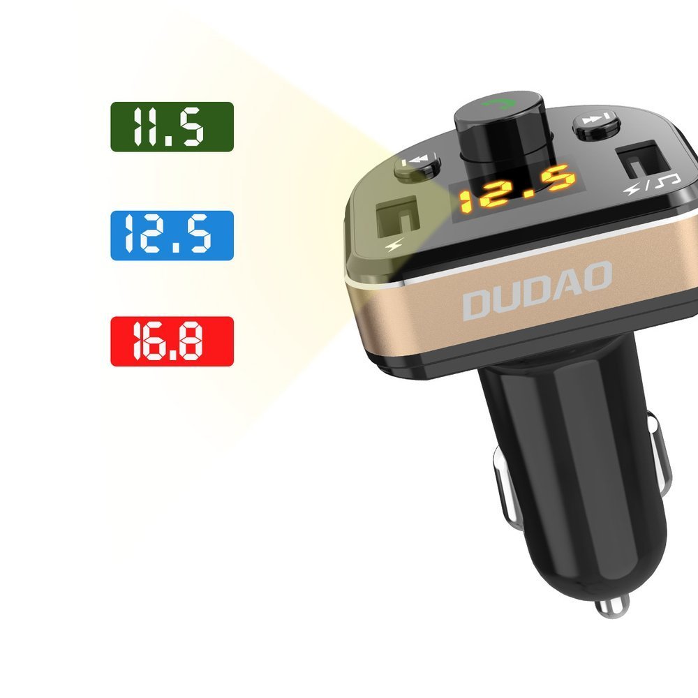 Dudao R2Pro FM Transmitter για Αναπαραγωγή Μουσικής / Κλήσεις / Φόρτιση Κινητών στο Αυτοκίνητο - Black