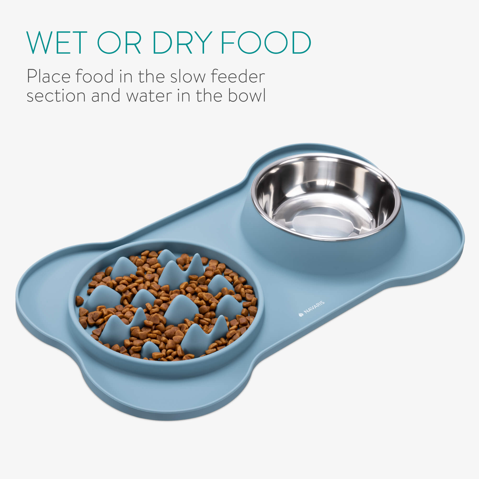 Navaris Slow-Feeder Μπολ Αργής Κατάποσης από Σιλικόνη - Blue - 55133.17