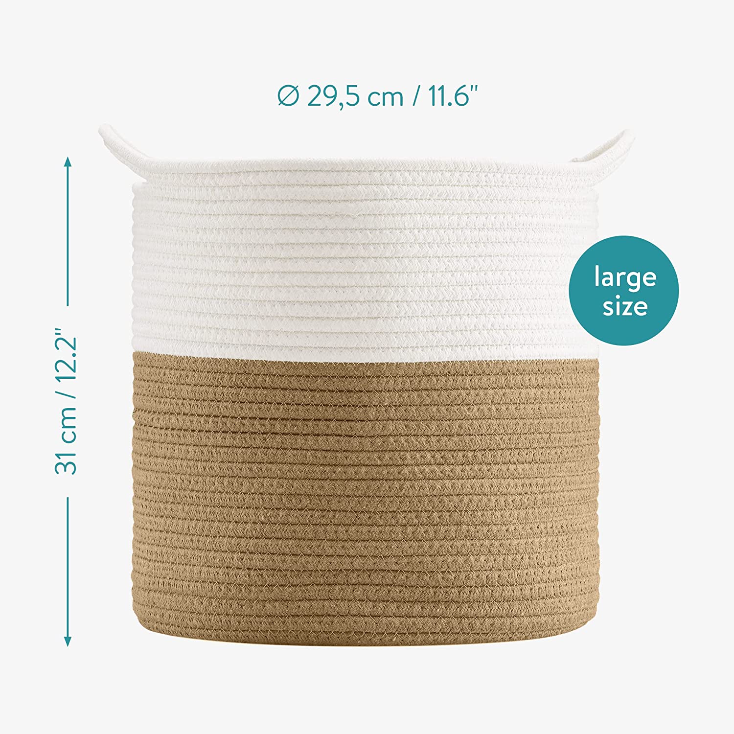 Navaris Σετ με 2 Βαμβακερά Καλάθια Αποθήκευσης - Brown / White - 57354.01