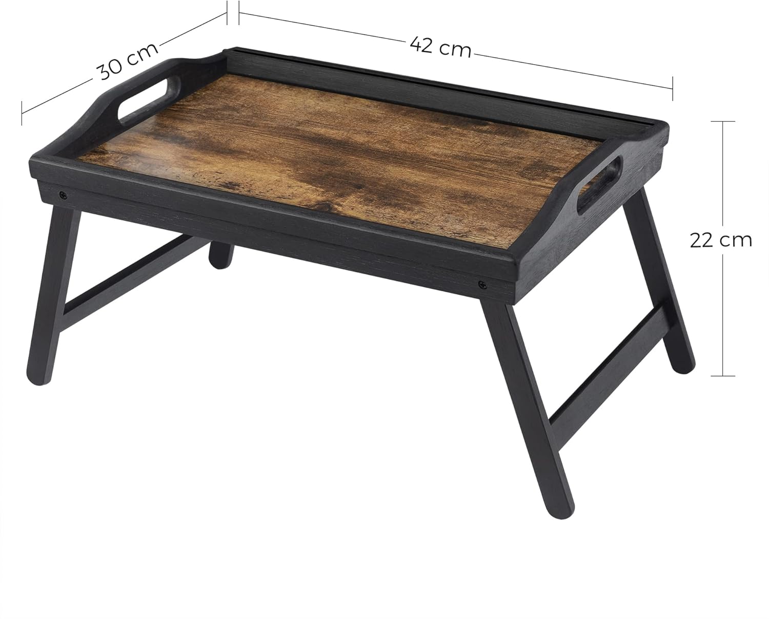 Songmics Δίσκος Κρεβατιού με Αναδιπλούμενα Πόδια και Υποδοχή για Κινητό / Tablet - Rustic Dark Brown - LLD111B01