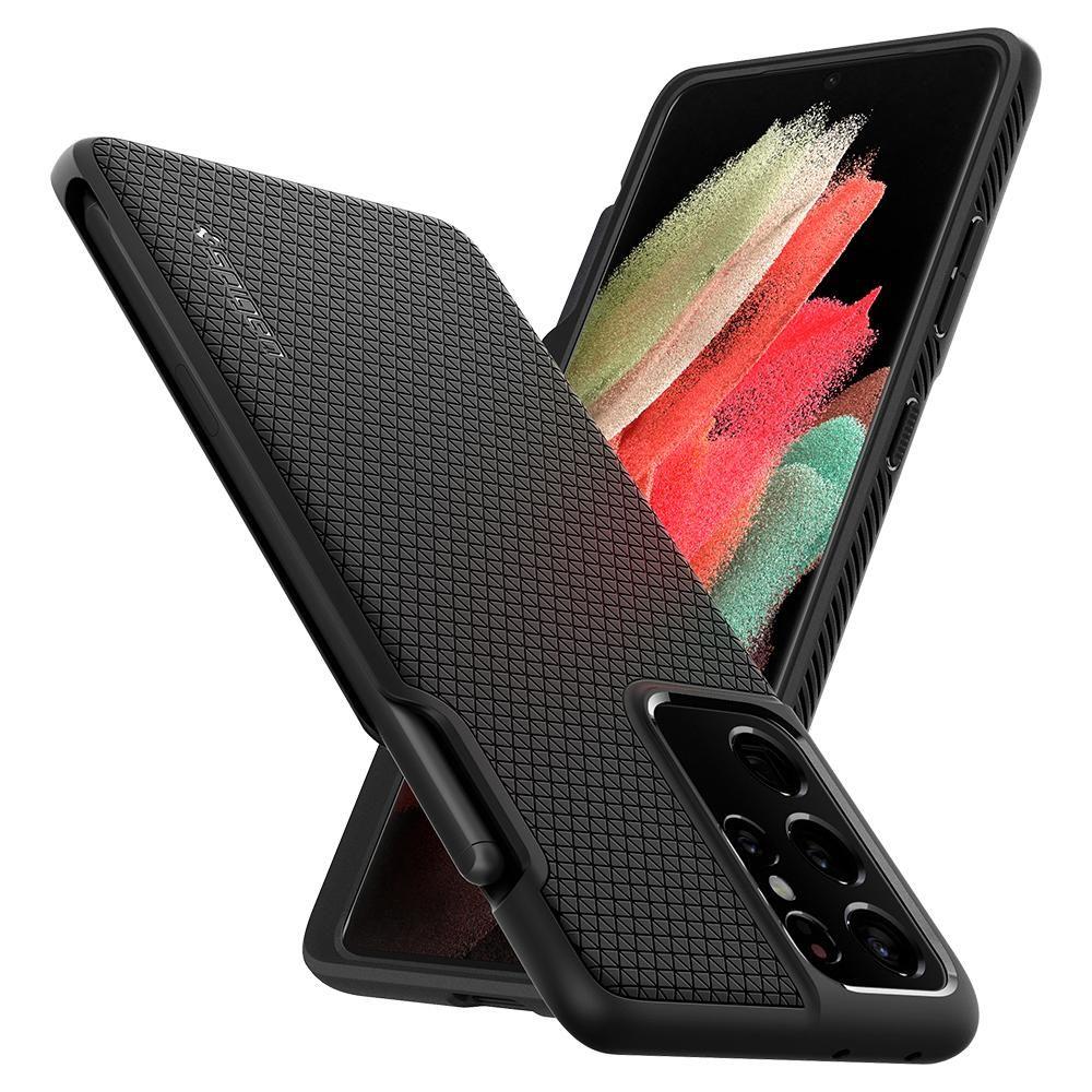 Spigen Samsung Galaxy S21 Ultra Liquid Air Pen Θήκη Σιλικόνης - Matte Black