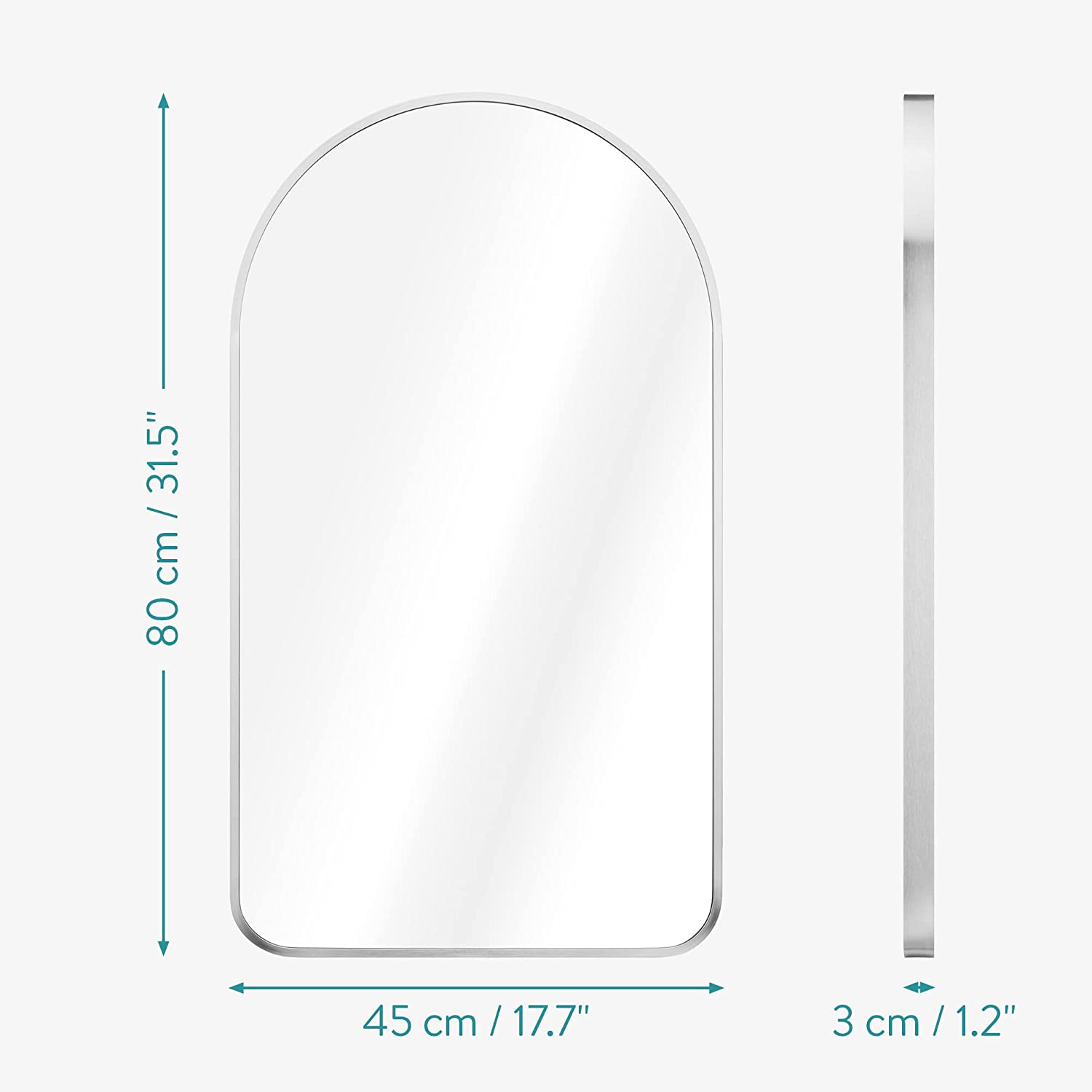 Navaris Τοξοτός Καθρέπτης Τοίχου - 45 x 80 cm - Silver - 55894.35