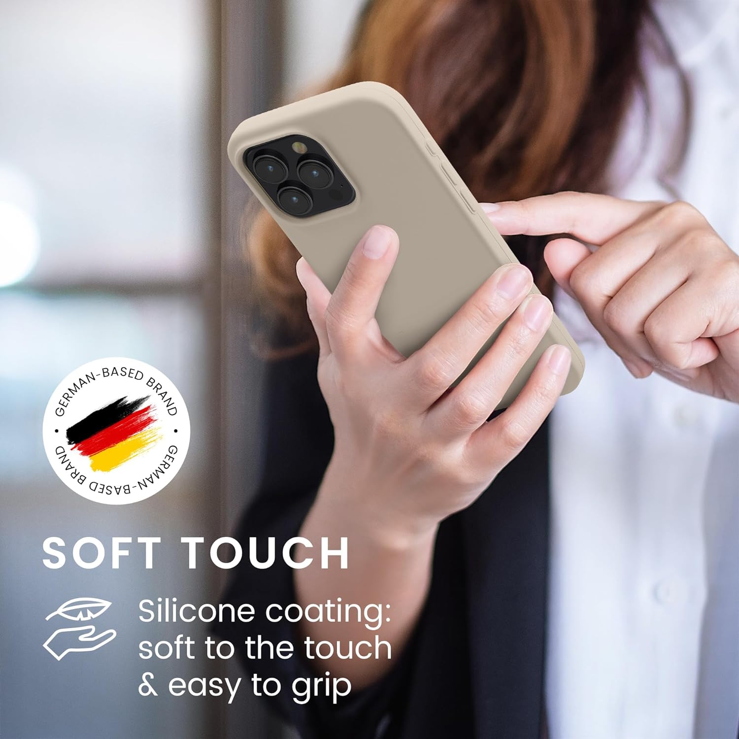 KW iPhone 15 Pro Max Θήκη Σιλικόνης Rubberized TPU - Cream