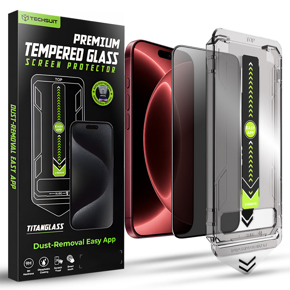 Techsuit iPhone 18 Pro Max - Full Screen Αντιχαρακτικό Γυαλί Οθόνης - TitanGlass FullCover - Privacy