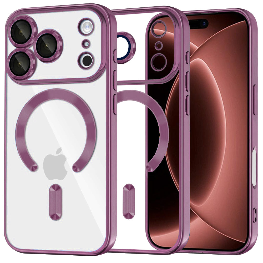 Techsuit iPhone 18 Pro Max / iPhone 17 Pro Max - Θήκη Σιλικόνης με MagSafe - Luxury Crystal - Dark Cherry / Clear