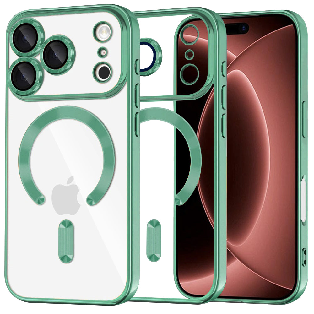 Techsuit iPhone 18 Pro Max / iPhone 17 Pro Max - Θήκη Σιλικόνης με MagSafe - Luxury Crystal - Light Green / Clear
