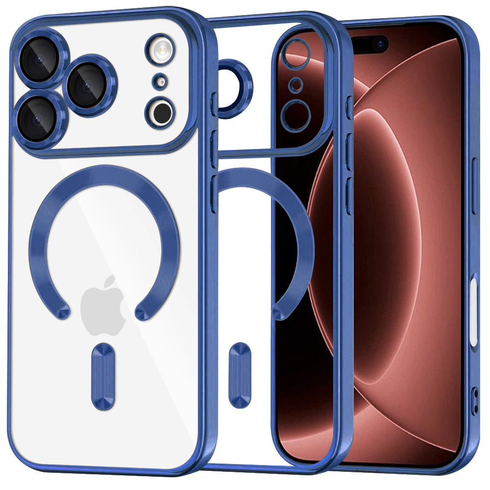 Techsuit iPhone 18 Pro Max / iPhone 17 Pro Max - Θήκη Σιλικόνης με MagSafe - Luxury Crystal - Deep Blue / Clear