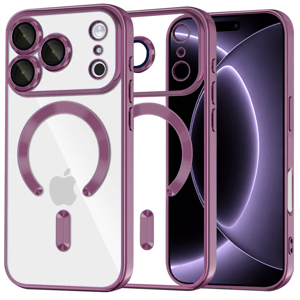 Techsuit iPhone 18 Pro / iPhone 17 Pro - Θήκη Σιλικόνης με MagSafe - Luxury Crystal - Dark Cherry / Clear