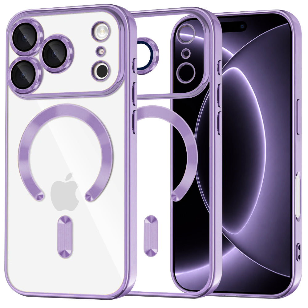Techsuit iPhone 18 Pro / iPhone 17 Pro - Θήκη Σιλικόνης με MagSafe - Luxury Crystal - Light Purple / Clear