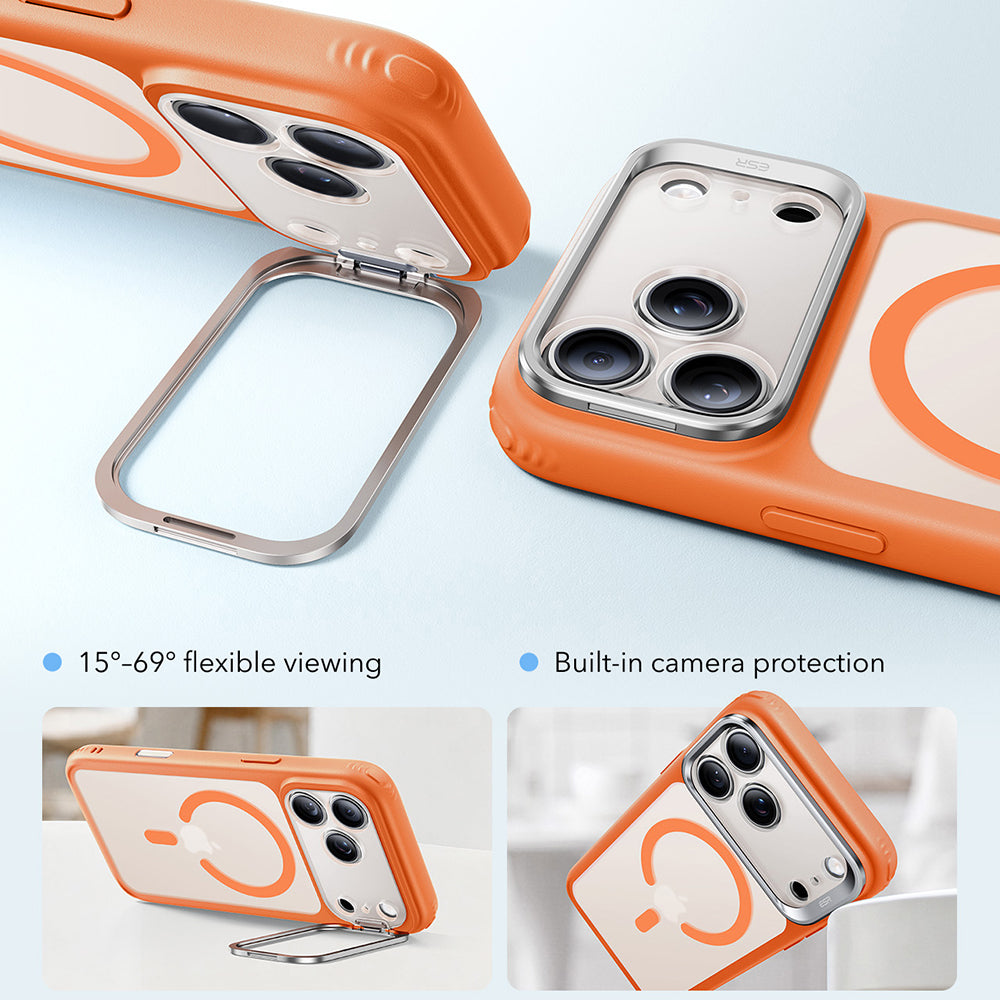 ESR iPhone 18 Pro Max / iPhone 17 Pro Max - Σκληρή Θήκη με Πλαίσιο Σιλικόνης και Stand - Classic Hybrid HaloLock Kickstand - Frosted Orange