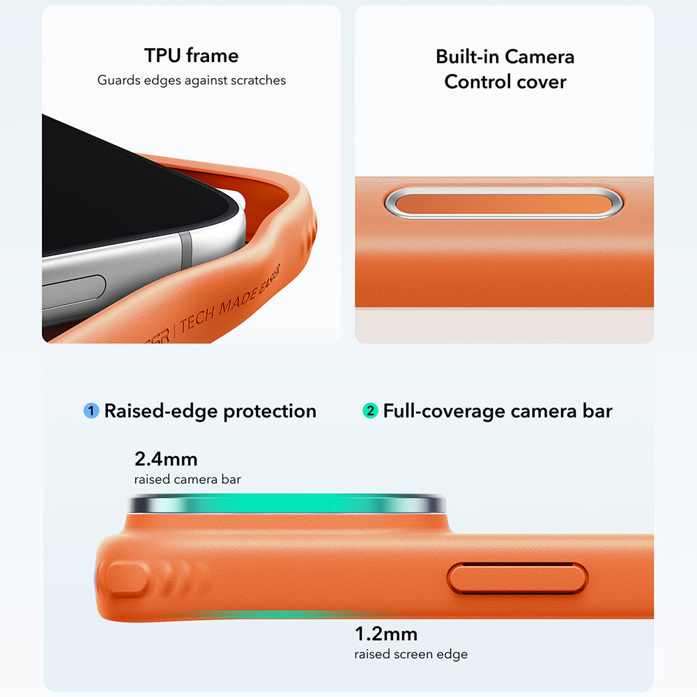ESR iPhone 18 Pro / iPhone 17 Pro - Σκληρή Θήκη με Πλαίσιο Σιλικόνης και Stand - Classic Hybrid HaloLock Kickstand - Frosted Orange