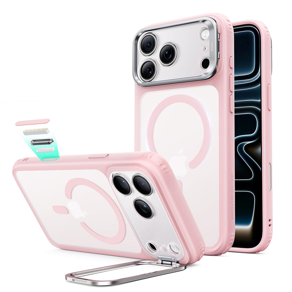 ESR iPhone 18 Pro / iPhone 17 Pro - Σκληρή Θήκη με Πλαίσιο Σιλικόνης και Stand - Classic Hybrid HaloLock Kickstand - Frosted Bubblegum Pink