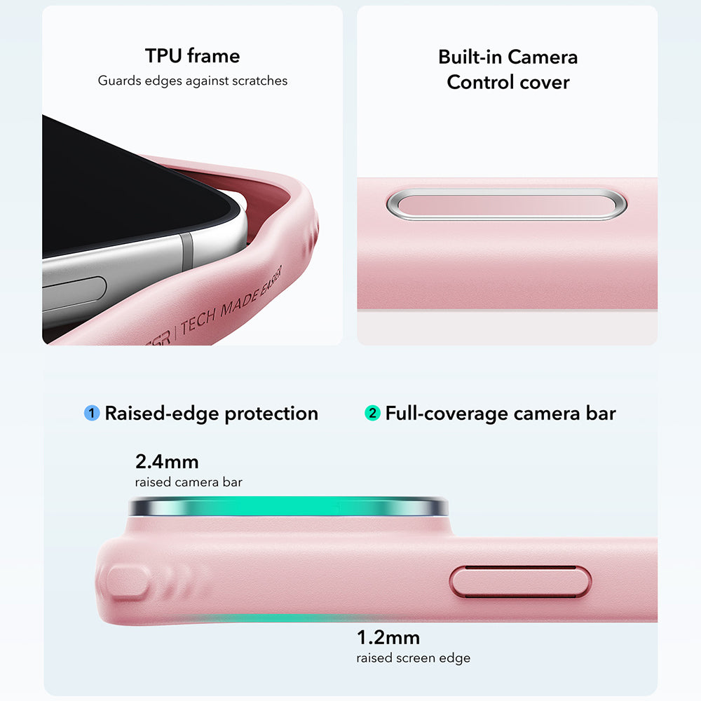 ESR iPhone 18 Pro / iPhone 17 Pro - Σκληρή Θήκη με Πλαίσιο Σιλικόνης και Stand - Classic Hybrid HaloLock Kickstand - Frosted Bubblegum Pink