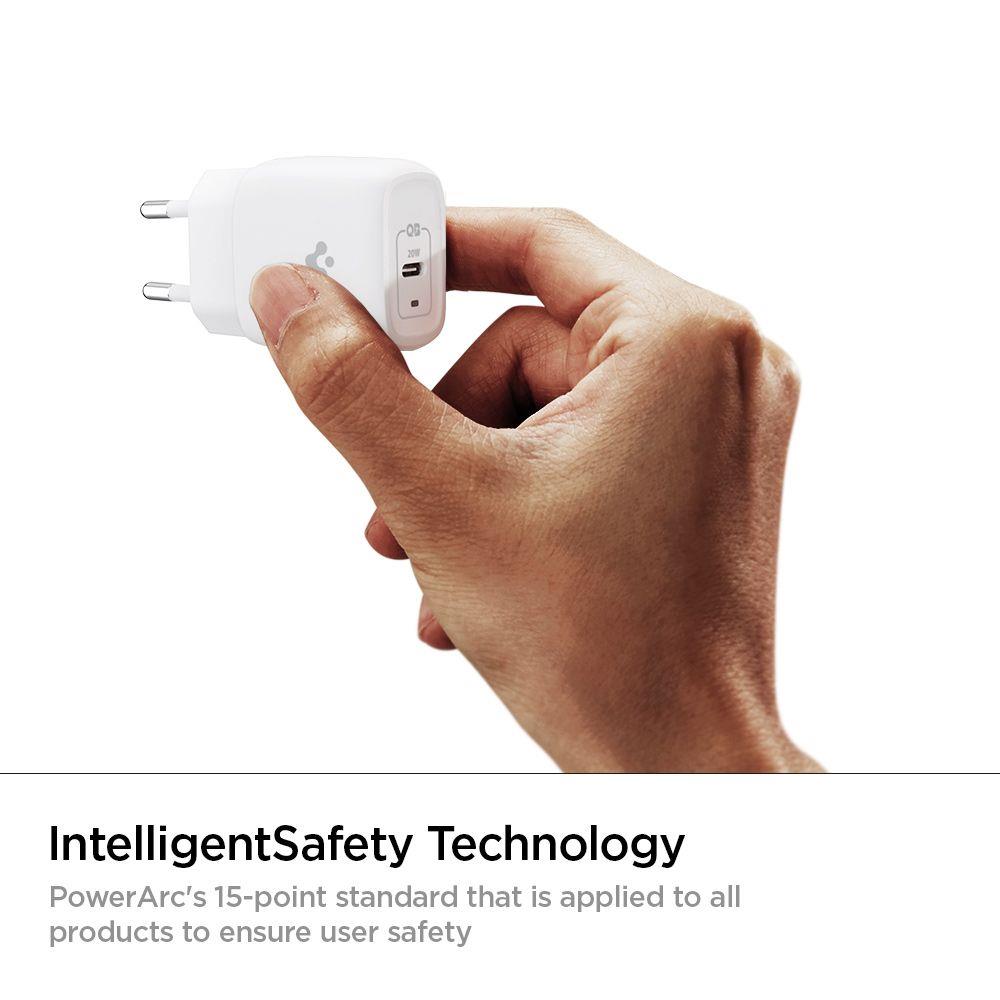 Spigen PE2009EU PowerArc PD 20W Οικιακός Φορτιστής Γρήγορης Φόρτισης με Θύρα Type - C - White