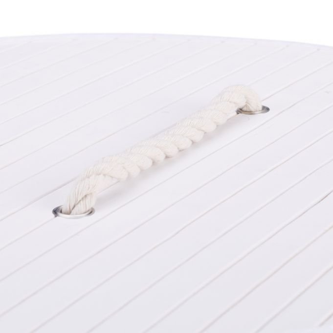 Relaxdays Πτυσσόμενο Στρόγγυλο Καλάθι Απλύτων από Μπαμπού με Καπάκι - White - 4052025972868