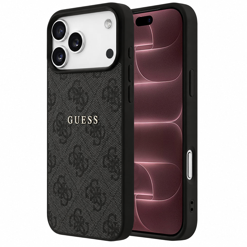 Guess iPhone 18 Pro Max / iPhone 17 Pro Max - Σκληρή Θήκη με Πλαίσιο Σιλικόνης και MagSafe - 4G Embossed Ring Classic Logo - Black