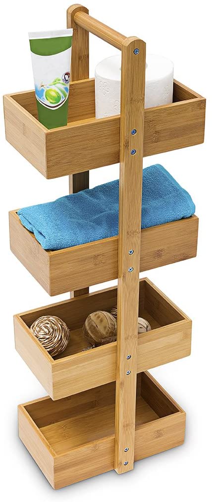 Relaxdays Ράφι Μπάνιου με 4 Διαμερίσματα από Bamboo - Natural - 4052025190217